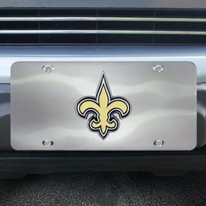 🏈🆕 NEW ORLEANS SAINTS MIRRORED DIE CAST LICENSE PLATE - STAINLESS STEEL